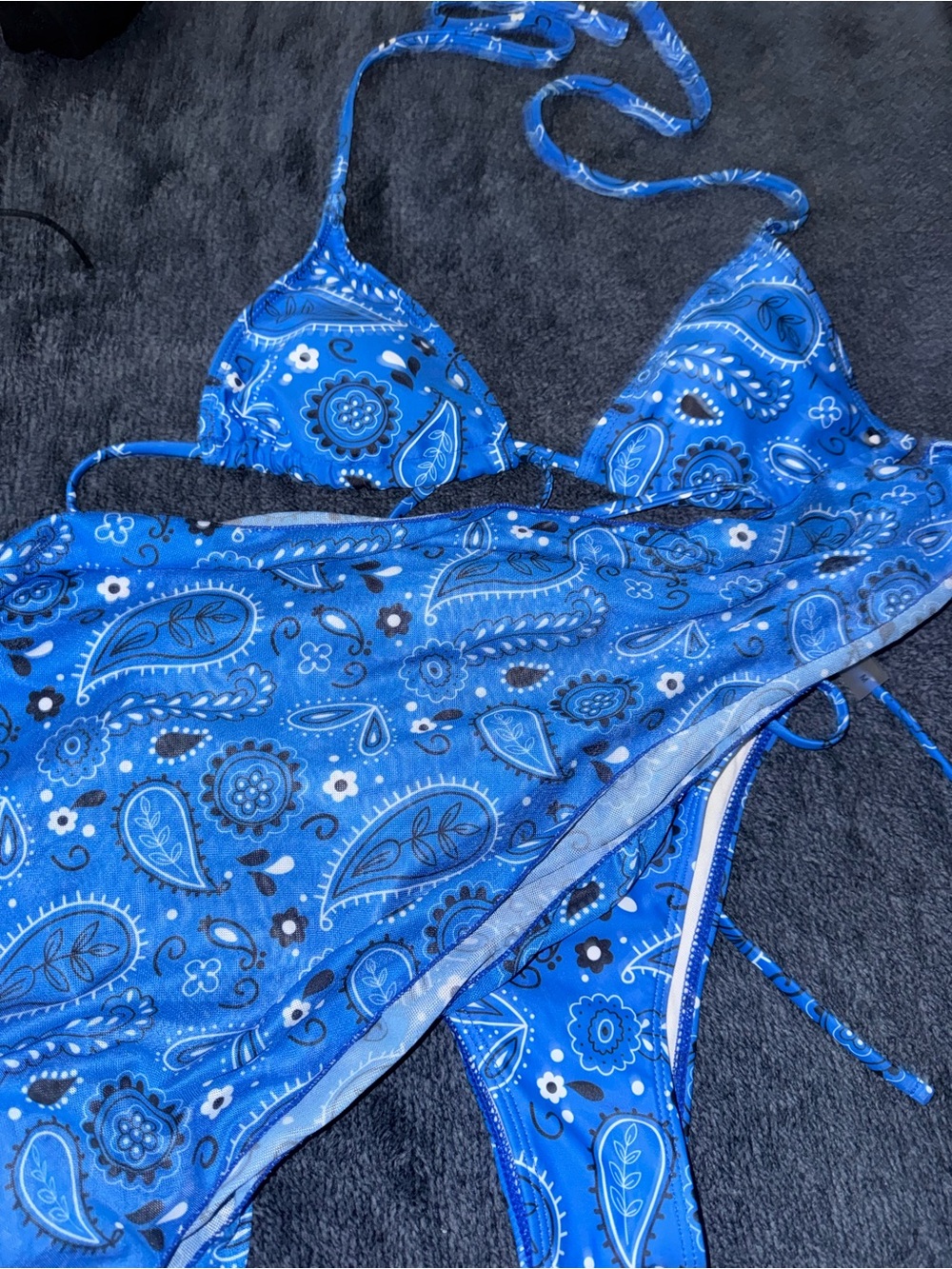 Blue Paisley Bikini Set with matching cover up